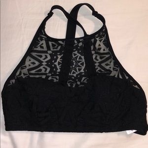 Black Mesh Swimsuit Halter Top!